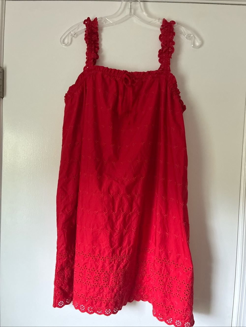 Doen x Gap red eyelet shift mini dress - Picture 3 of 7